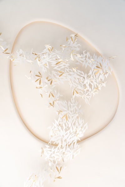 Metal and Porcelain Chandelier