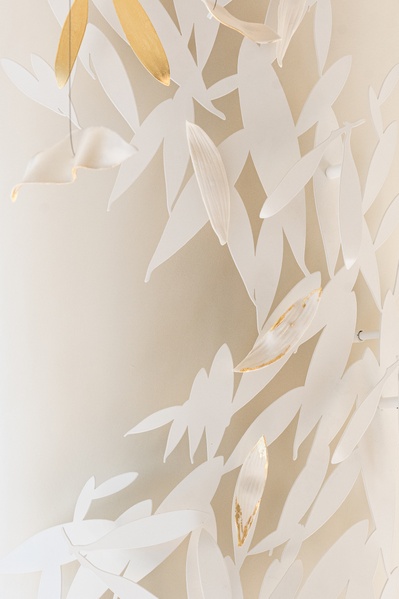 Custom-made metal and porcelain ceiling light