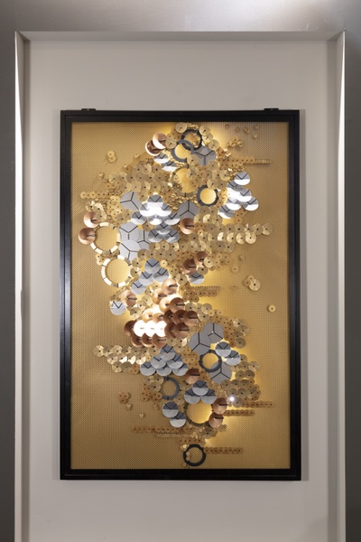 MACROCOSME Illuminated embroidered artwork, 